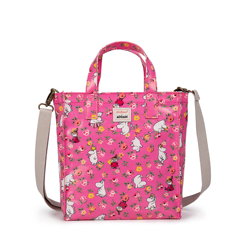 British Floral Pastoral Printed Portable Shopping Bag Crossbody Bag Shoulder Bag Waterproof Zipper Small Square Bag Lunch Bag Women