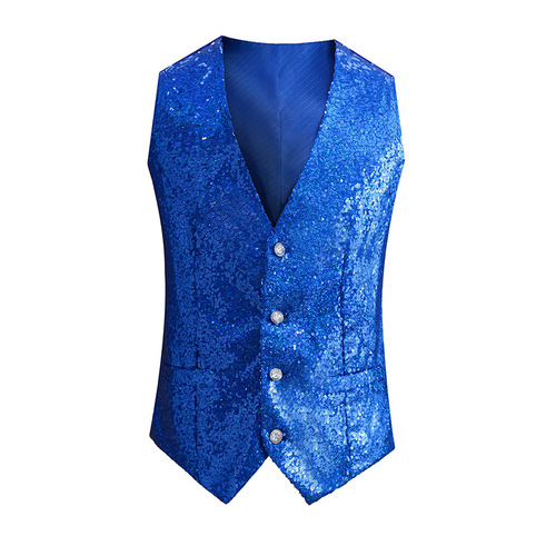 Sparkling sequin vest men's performance costume stage host choir nightclub beaded vest