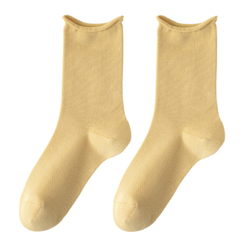 Cotton pile children's summer thin mesh eye crew socks cute Japanese style breathable boneless full cotton knee-high socks