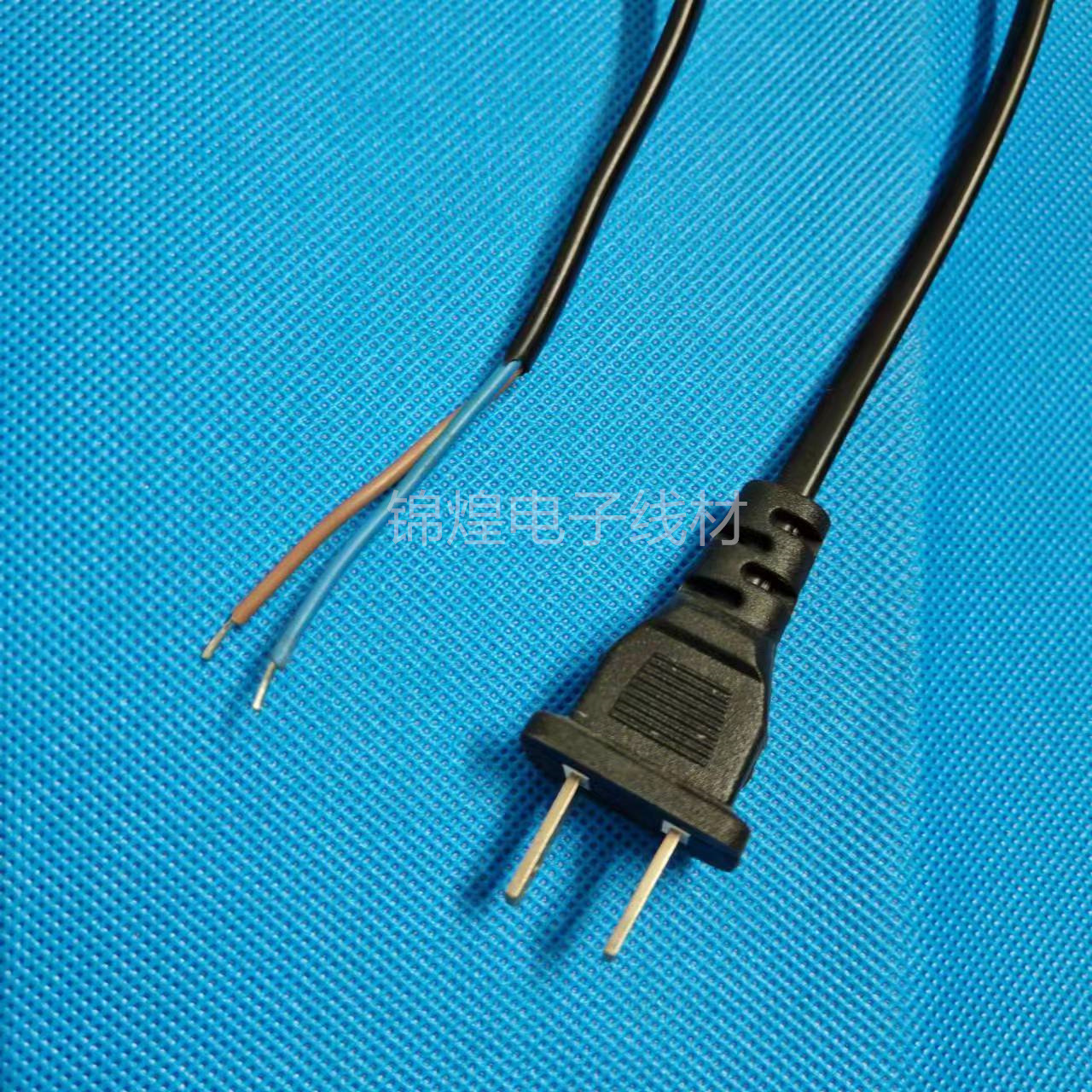 美标单头电线美式两芯裸尾电源线美规两扁插0.5/0.75平方