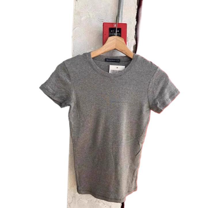 BM Style Short-sleeved Spice Girl Style Basic Solid Color Round Neck T-shirt Women's BM All-match Slim-fit Inner Short-sleeved Top