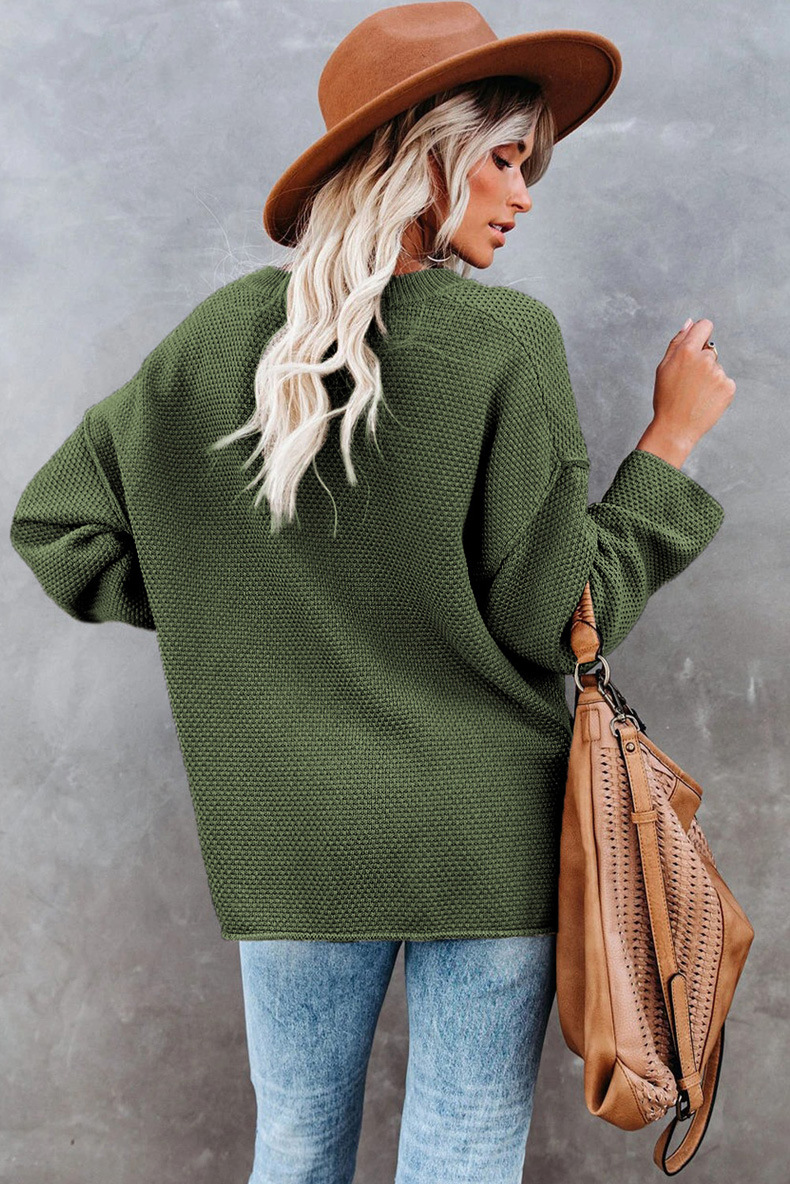 Solid Color Long Sleeve Buttoned Sweater NSQSY86999