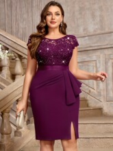 C 14514 Elegant Lace Slit Dress ��Ƭ��˿��ȹ �羳��Ӧ