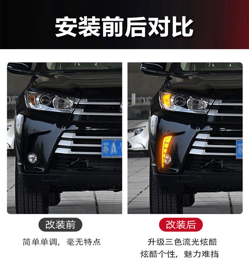 Suitable for 18-19 Model Toyota Highlander Daytime Running Light Modification Led Daytime Running Lights Highlander