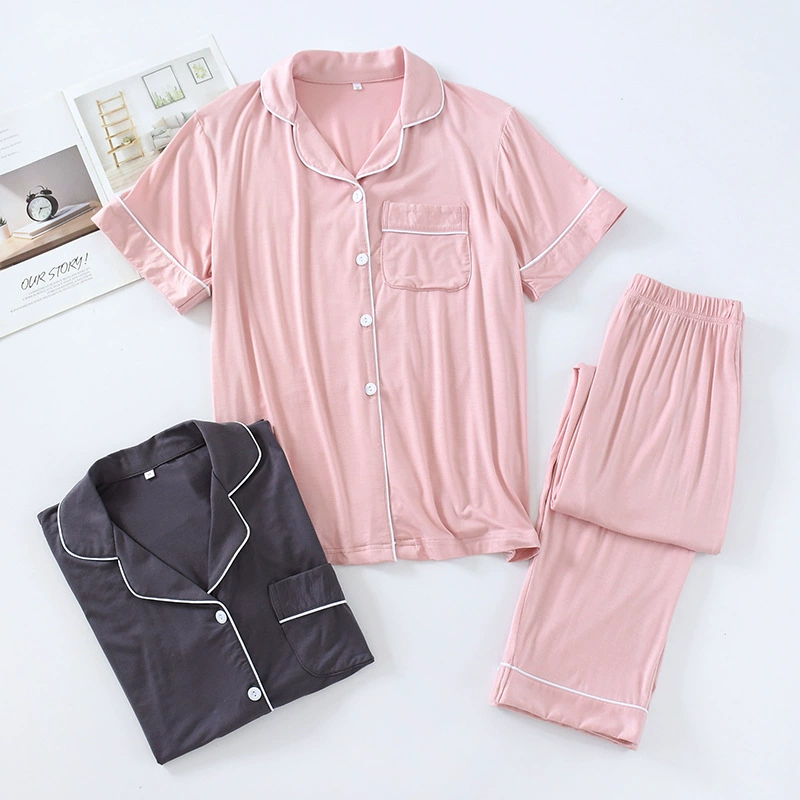 Летние женские пижамы из модального хлопка, тонкие свободные повседневные летние брюки с короткими рукавами больших размеров, домашняя одежда в японском стиле