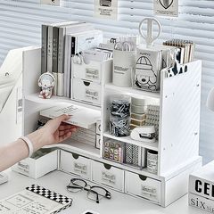 コーナー収納ラックデスクトップデスク収納層状オーガナイザーオフィスペンホルダー雑貨収納本棚ブックスタンド