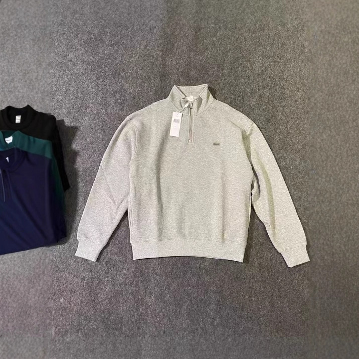 Color Matching Embroider Series Hot Selling Half Zipper Round Neck Half Zipper Sweatshirt Cotton Stand Collar + Pullover