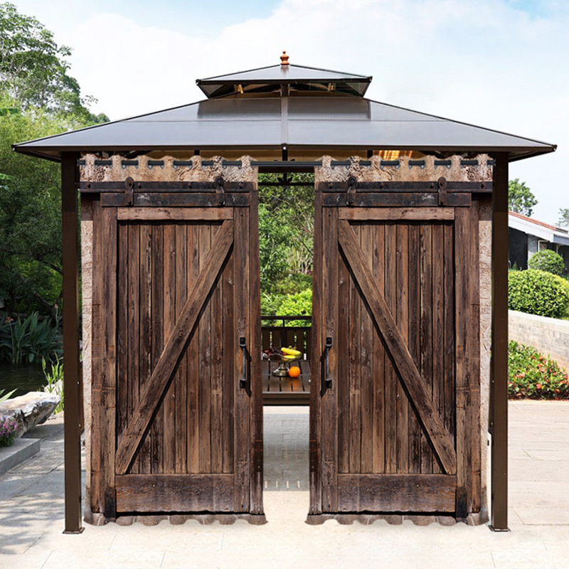 Cloth ginseng spot foreign trade cross-border curtains retro wooden door indoor shading outdoor waterproof curtain