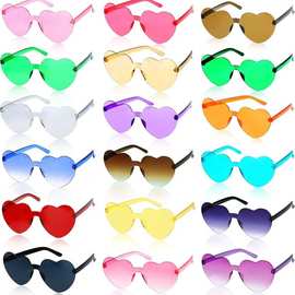 2026爱心SUNGLASSES太阳镜无框心型连体墨镜色彩桃心连体太阳眼镜