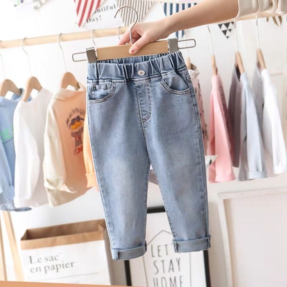 Boys' stretch denim jeans, 2025 spring and autumn new style, two-piece long pants for little babies, Korean style trendy brand.