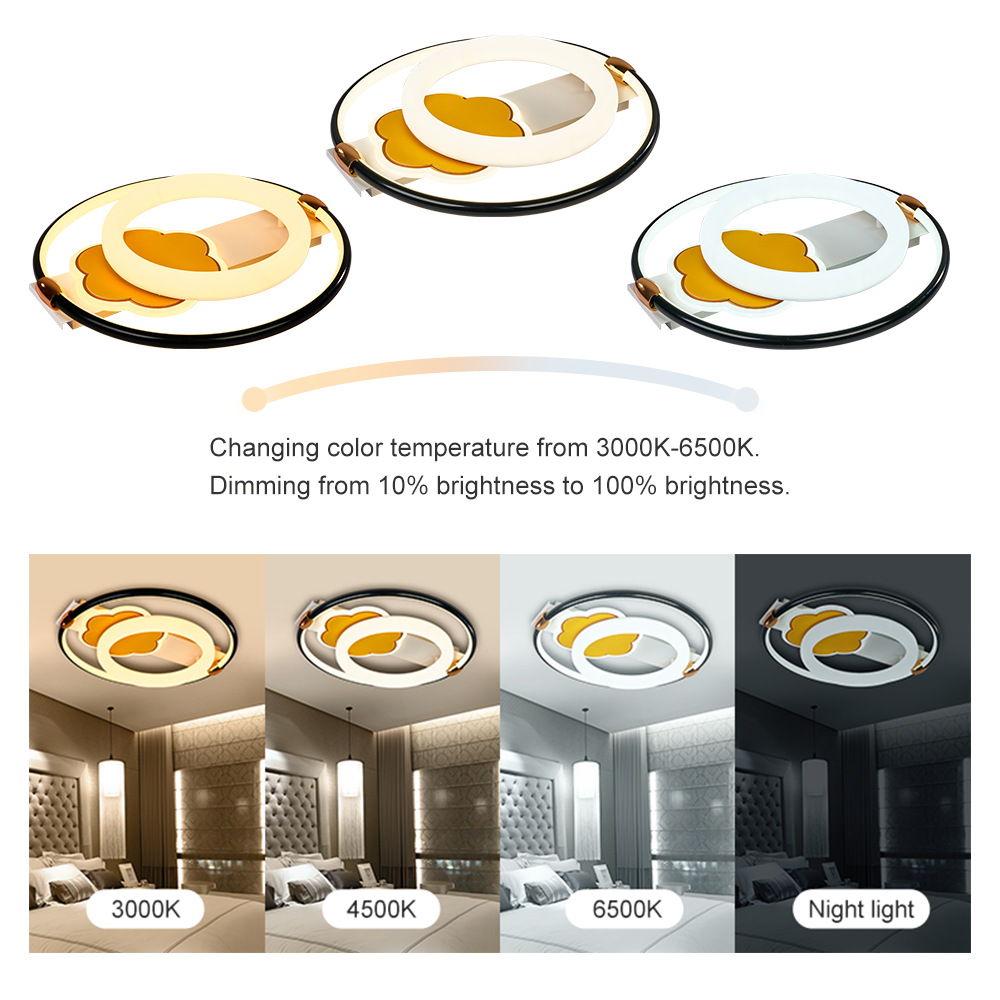 新款现代简约LED吸顶灯2.4G智能调光APP控制72W圆形卧室灯客厅灯