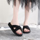 Summer Slippers Women's Bohemian Satin Cloth Casual Flat Heel Beach Shoes Women's Outwear Travel Beach Shoes