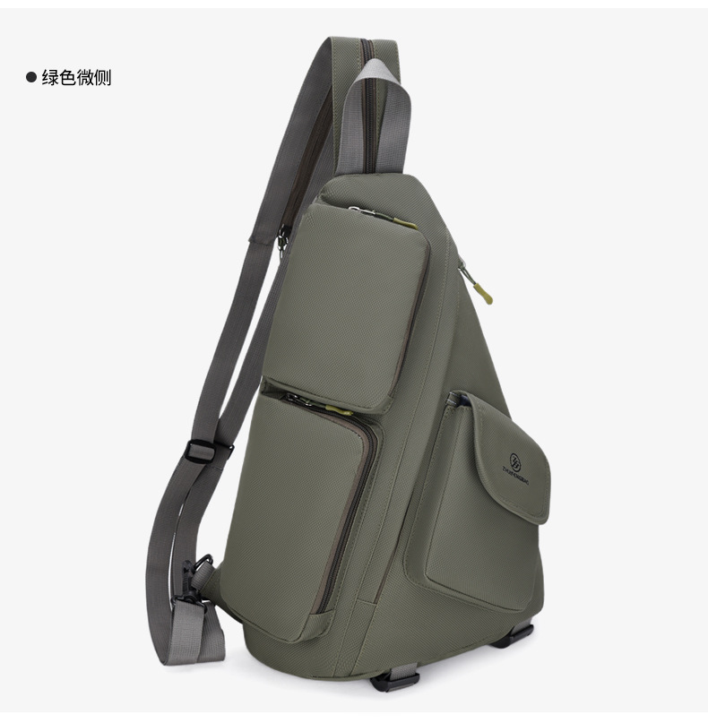 2025 New cross-border men's chest bag, casual men's bag, large-capacity retro multi-functional crossbody bag, soft leather single-shoulder bag undefined