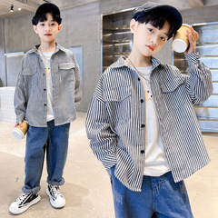 Men's 2025 New Design Shirt Trendy Spring Boys Stylish Shirt Medium Children Casual Long Sleeve Top Trendy Striped