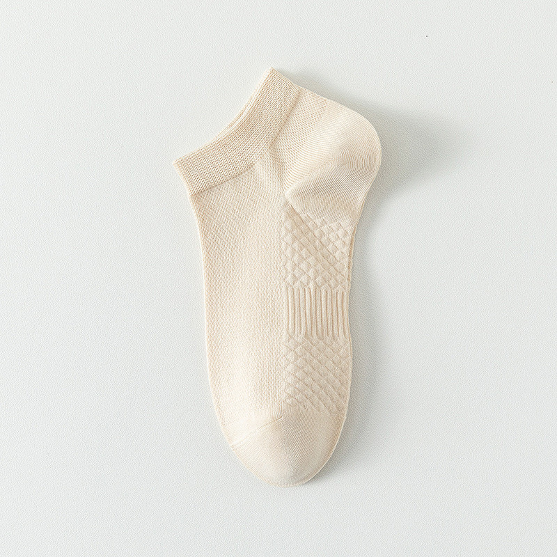 Calcetines de algodón de color sólido, calcetines de barco de verano, calcetines de malla transpirables, calcetines de algodón sin hueso.