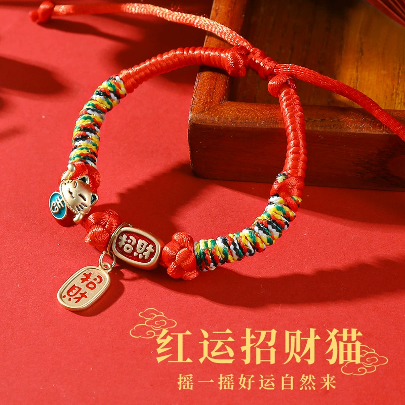 Ошейник для кошки, красная веревка, ручное плетение, ювелирные изделия на удачу, праздничное модное ожерелье для домашних животных, подвеска на ошейник для котенка