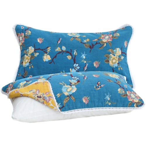 A pair of pure cotton gauze pillow towels  new cotton couple high-end five-layer thickened pillow towel student girl anti-slip