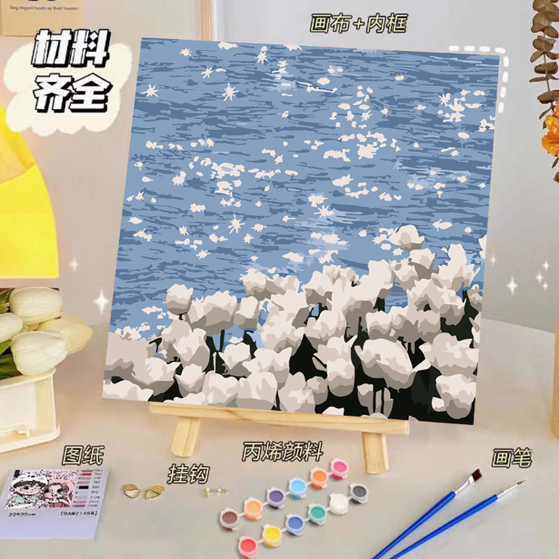 バラのデジタル油絵diy子供の塗り絵の高級感手作りの風景の花の対外貿易の露店の商品|undefined
