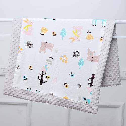 Gauze Air-Conditioning Blanket for Babies, Bean-Shaped Baby Blanket, Thickened & Washable Children's Blanket, Infant Quilt, Snuggle Blanket, Coral-Fleece Toddler Rug