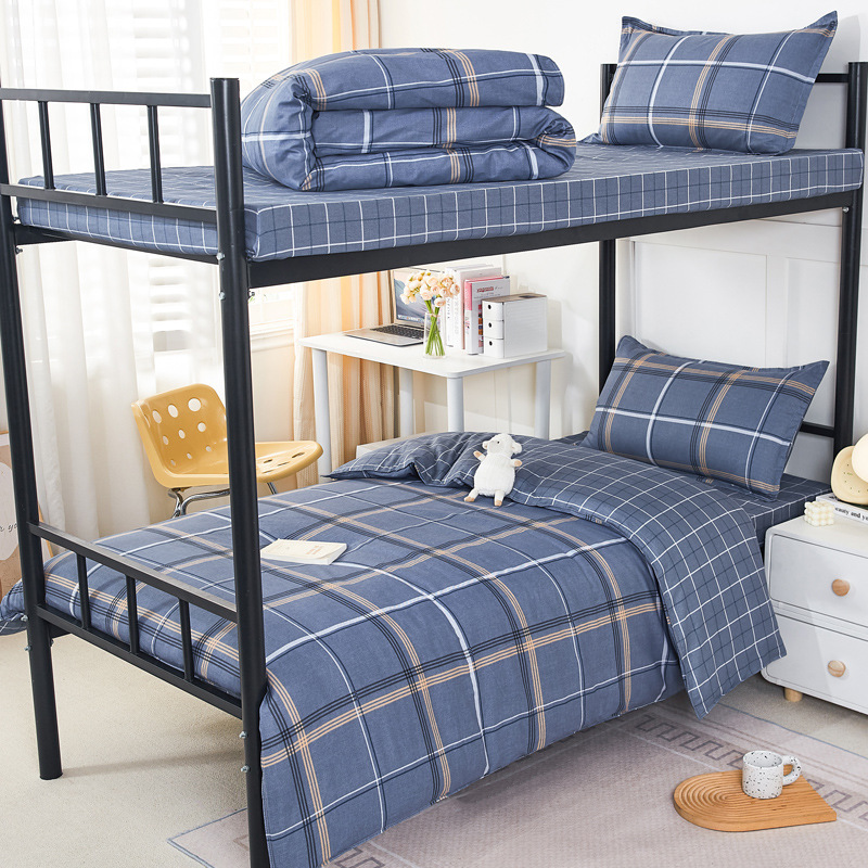 Estudiantes de tres piezas de dormitorio de estudiantes de algodón seis piezas de dormitorio de estudiantes de algodón cama al por mayor