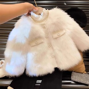 Girls' Korean style winter New suit Western style Chanel style faux fur coat all-match bottoming shirt two-piece set
