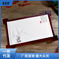 復古創意大長方陶瓷平盤酒店飯店白切雞擺盤餐具私房菜冷菜涼薑茶