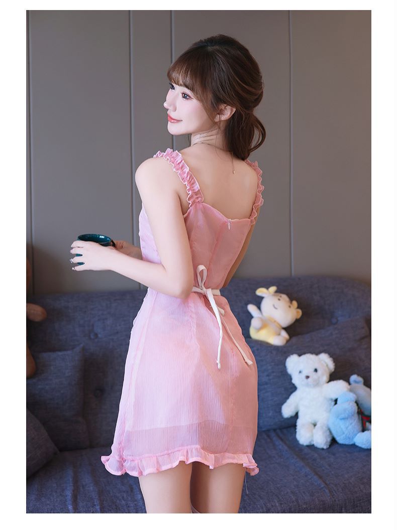 Sweet Maid Lace Sling Apron Costume Set with Blue Stockings — detail image 13