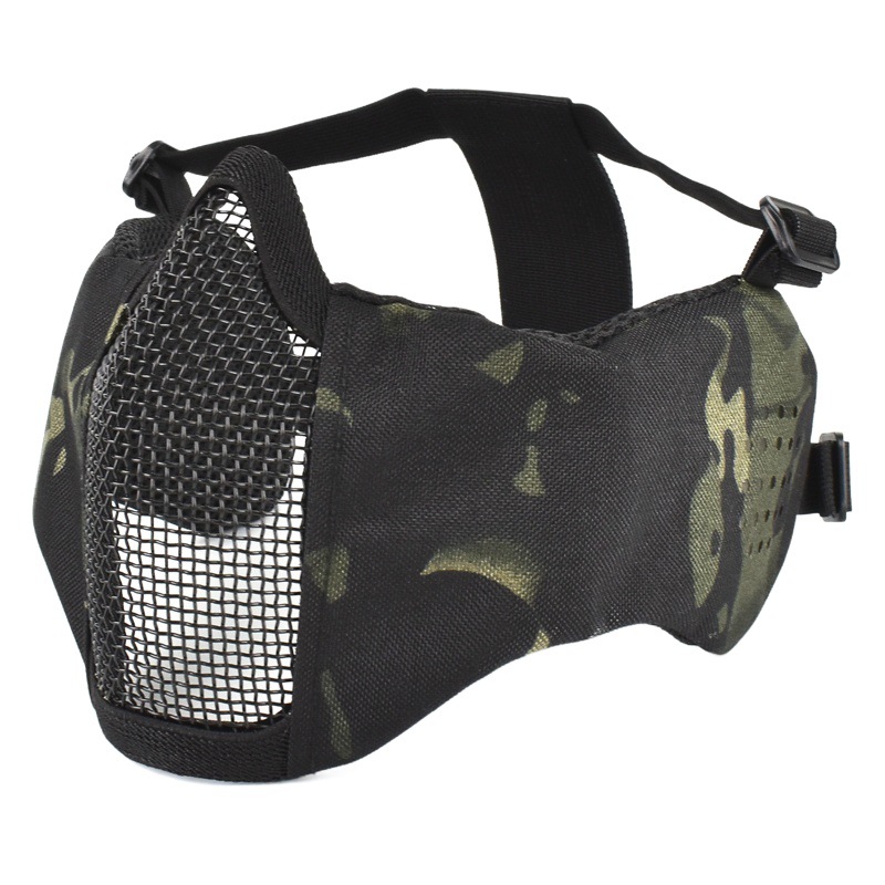 Máscara táctica de media cara Zlangsports con protección auditiva, para ciclismo al aire libre, transpirable, para entusiastas militares de CS, V12