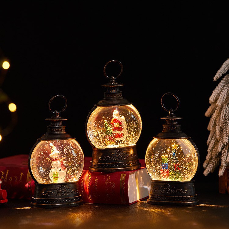 Lanterna natalizia con musica auto-innevante - Luce notturna vintage a forma di globo di neve con melodie festive, decorazione natalizia per la casa e come regalo_voghion.com