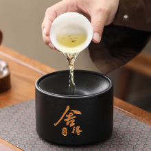 黑陶大号茶渣缸家用桌面水盂建水陶瓷茶水缸废水桶茶洗杯茶道配件