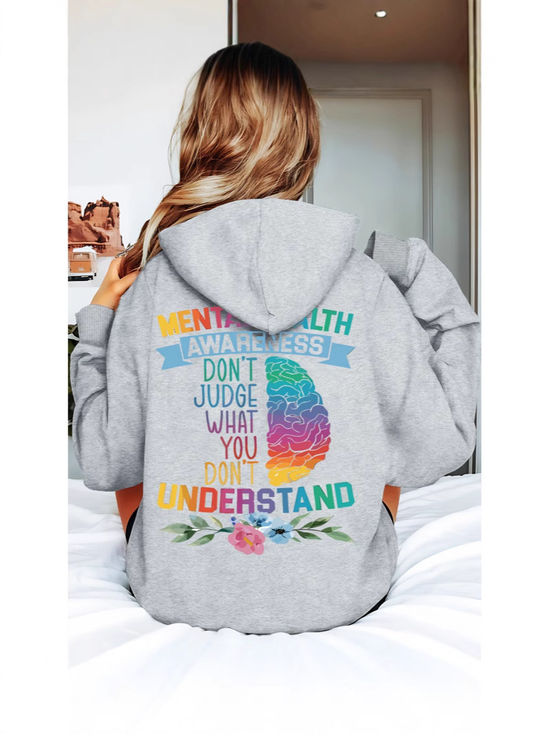 Damen Hoodie Mit Mental Health Awareness Spruch Bequemer Pullover_voghion.com