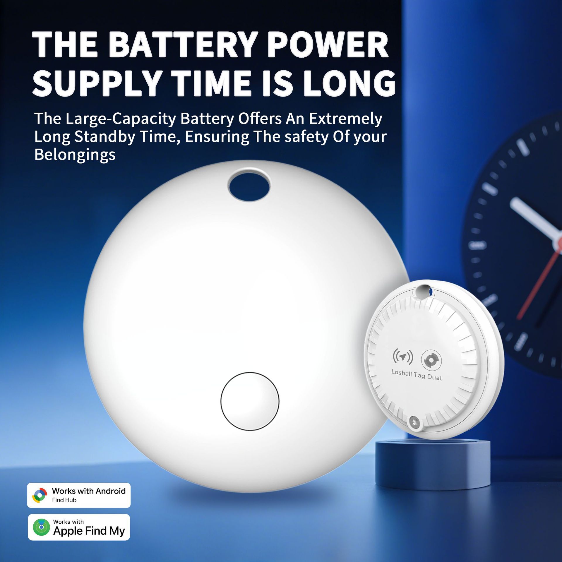 Redondo iOS sistema Android GPS universal para Apple Google artículos rastreador de pérdida de mascotas