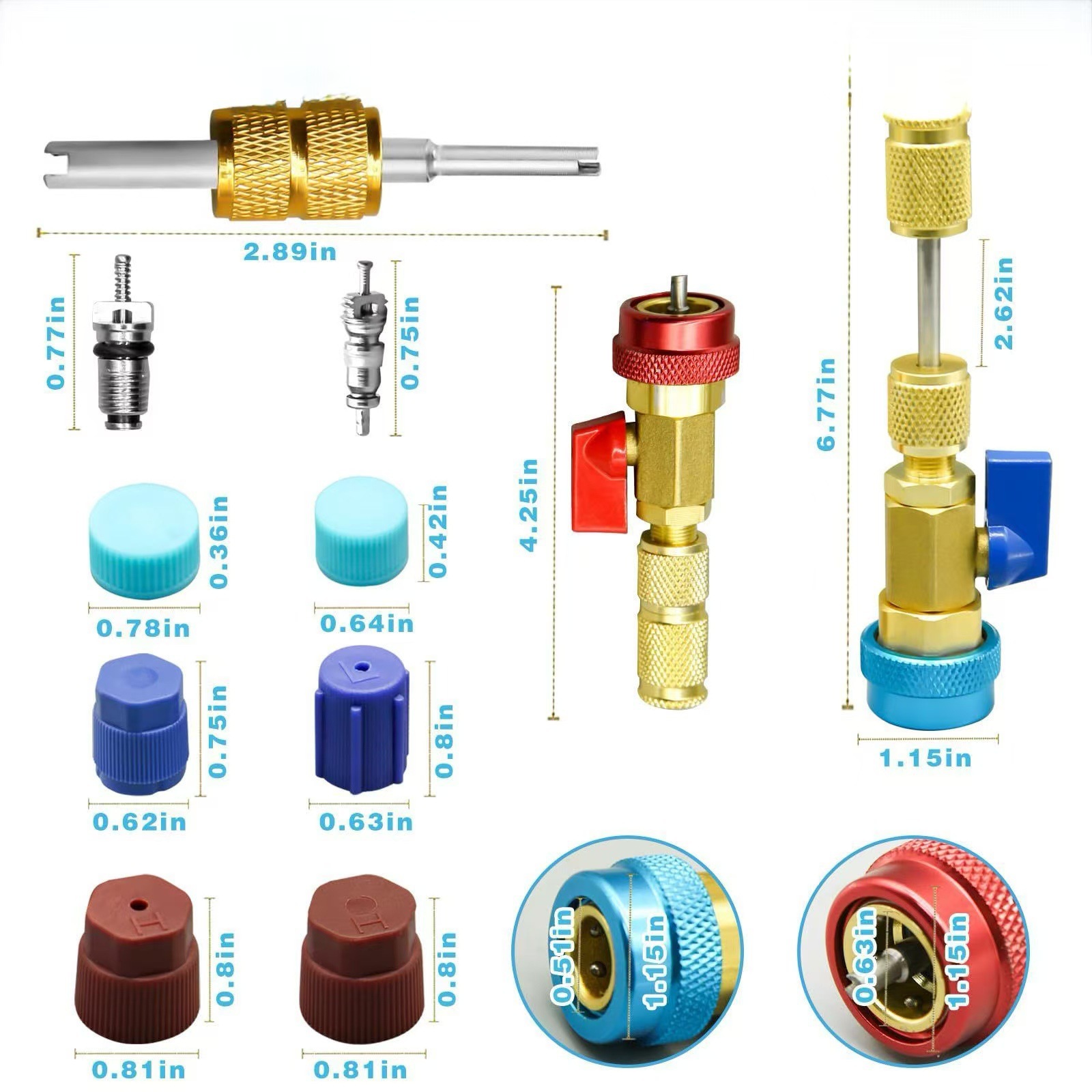 Car Air Conditioning Repair Tool R134a Valve Core Needle Quick Replacement and Removal Tool