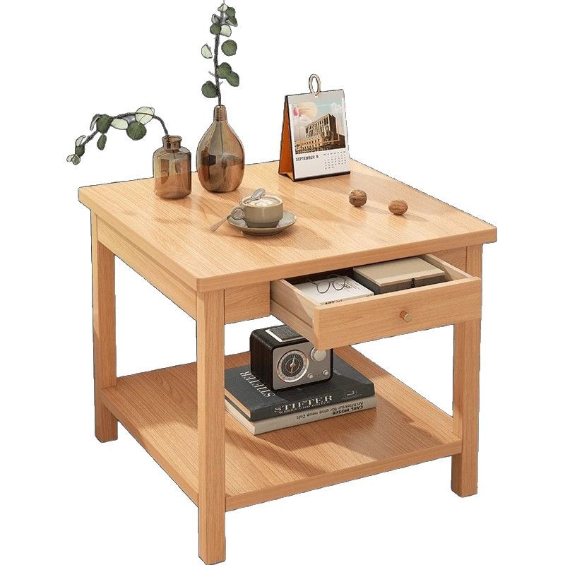 Mesa de té de madera sólida, varios lados de la sala de estar casera, estante moderno simple, mesa de té de balcón
