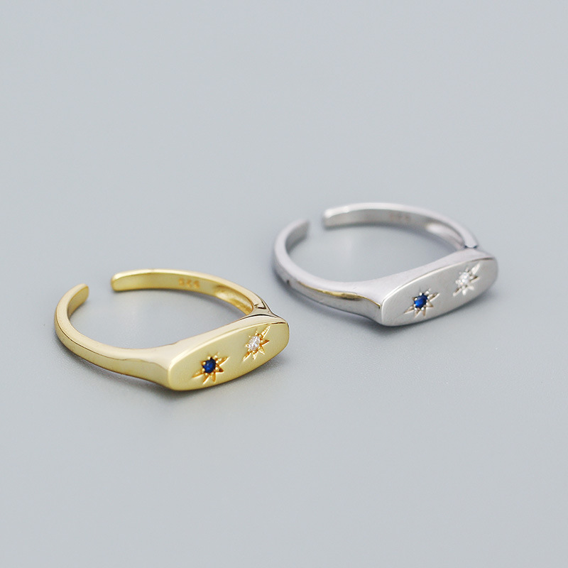 5g Weight Silver Zircon Star Rings