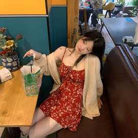 小甜椒/女装秋季宽2023新款裙子红色百搭显瘦无袖吊带连衣裙