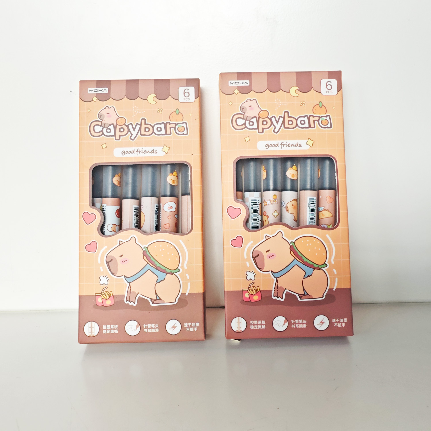 Bolígrafo con lazo recto Kapibala de alto valor y lindo, premio de papelería para estudiantes, bolígrafo de góner negro de secado rápido, bolígrafo de agua