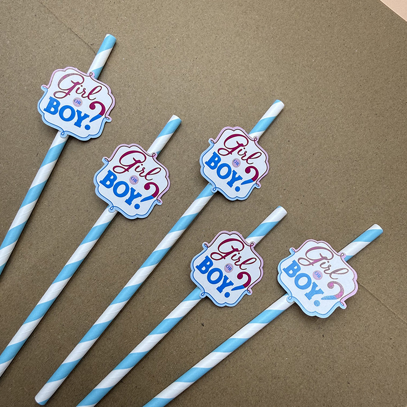 Papel de fiesta transfronteriza para niños niñas tarjetas de paja desechable postre fiesta decoración paja