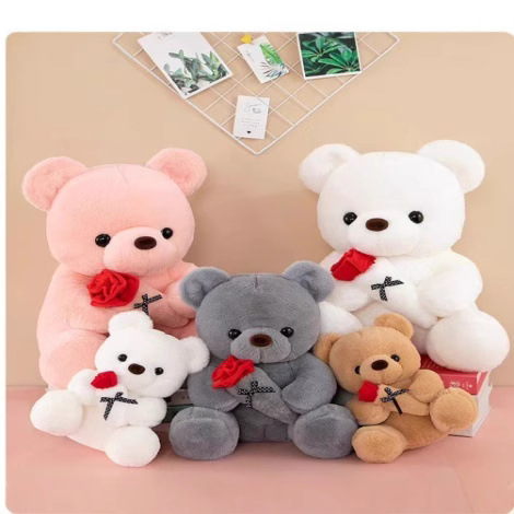 Cute Rose Bear Doll Small Teddy Bear Doll Rag Doll Stuffed Toy Girls Valentine's Day Gift