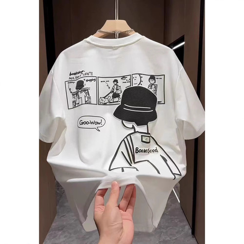 Men's Fashion Cotton Casual T-Shirt with 2025 Summer Trend Cartoon Print Short Sleeve Top