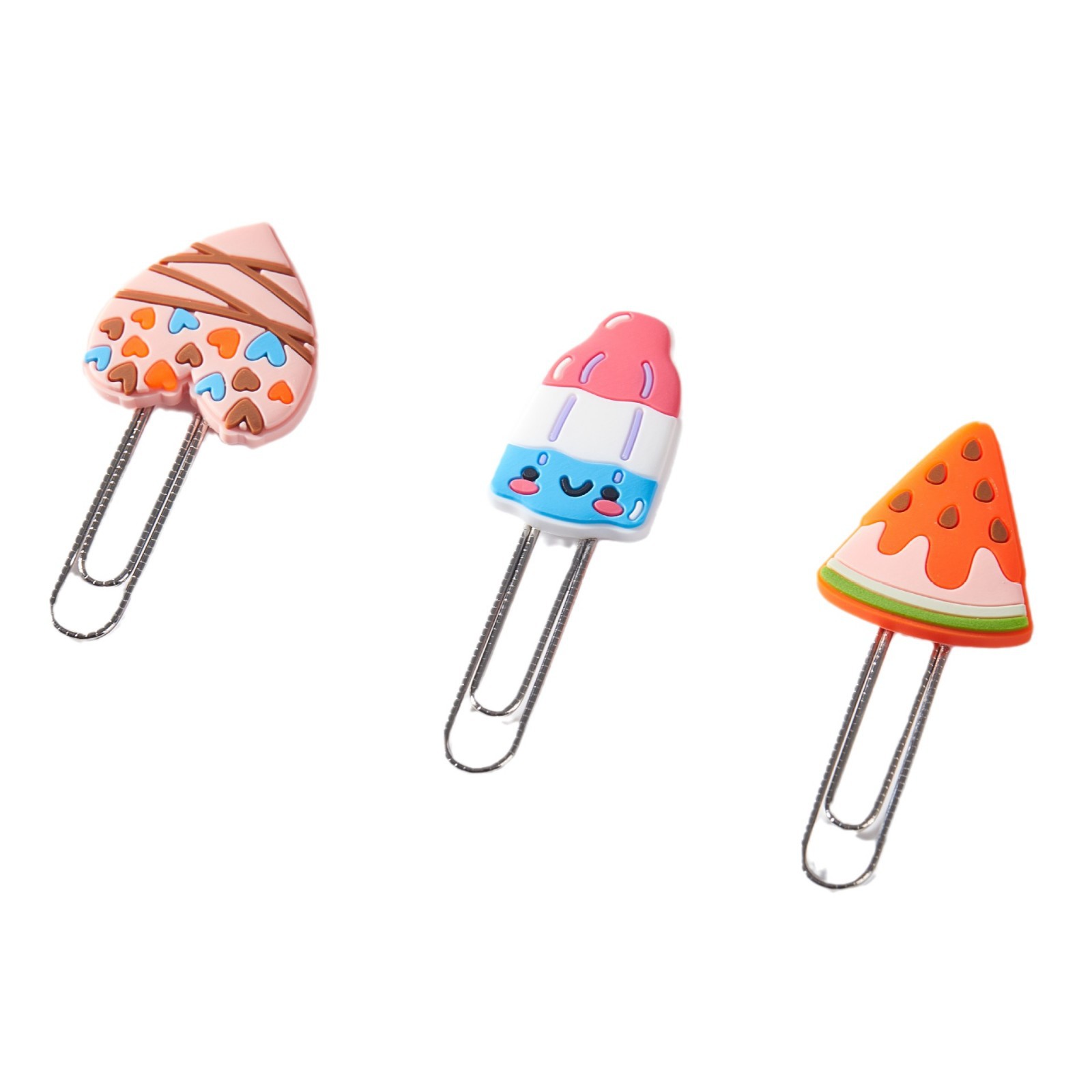 Caricatura de PVC interesante helado clip clip marcadores estudiantes papel de prueba de clasificación clip de notas suministros de oficina clip papelería