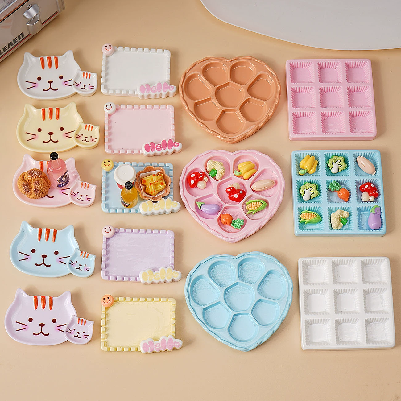 Поднос миниатюрный мини-игрушка для еды, обеденная тарелка, детский игровой домик, реквизит, аксессуары из смолы «сделай сам», кукольный домик, маленький поднос