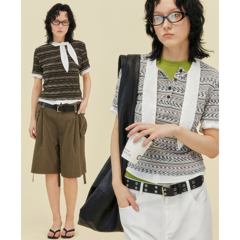 【Live Broadcast Special Offer, No Returns or Exchanges 1】Navy Striped Polo Fake Two-Piece Tie-Up Shirt for Women 260101 【Live Broadcast Special Offer, No Returns or Exchanges 1】Navy Striped Polo Fake Two-Piece Tie-Up Shirt for Women 260101