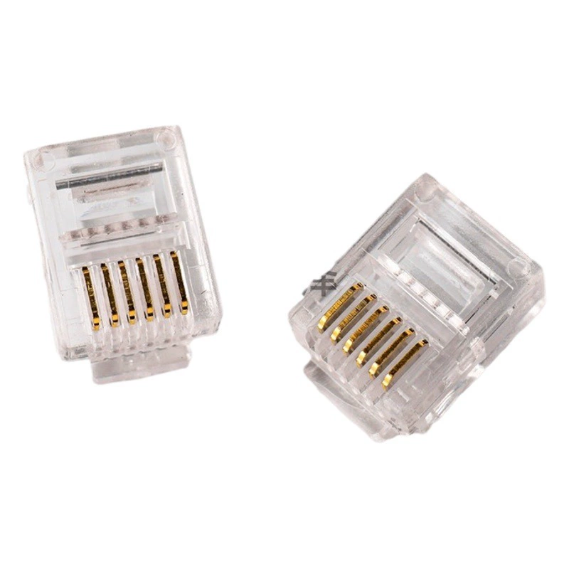 Прямой телефон RJ12 Crystal Head 6P6C trigeminal, чип из чистой меди, позолоченный телефон, 6-жильный сетевой кабель, Crystal Head