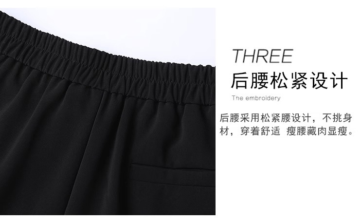 Quần short nữ cạp cao dáng chữ A ống rộng mùa hè — Màu đen (gửi thắt lưng xoắn khóa ngẫu nhiên) chi tiết 12