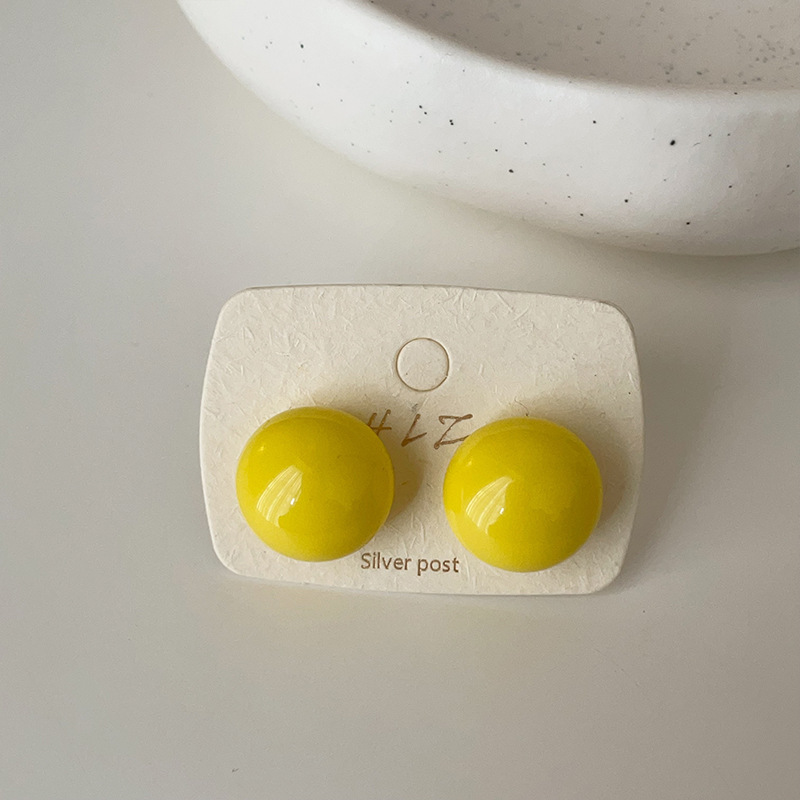 925 실버 바늘이 달린 대형 노란색 귀걸이