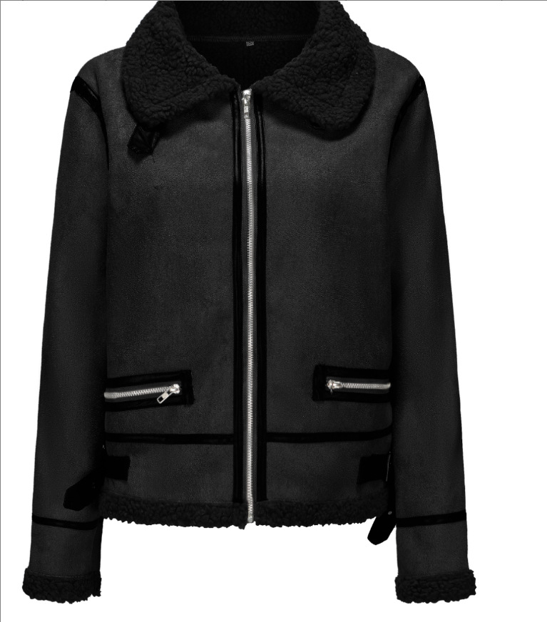 Pelliccia di pecora corta da donna con pelliccia spessa_voghion.com