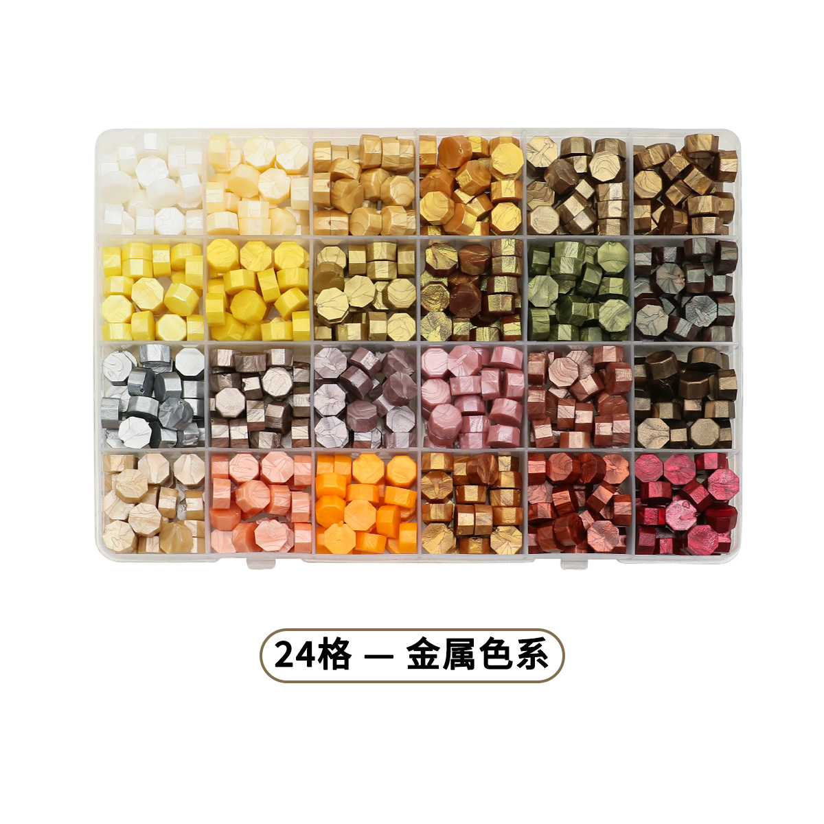 Set de Cuentas de Cera para Sellos Octagonales de 24 Compartimentos Multicolor