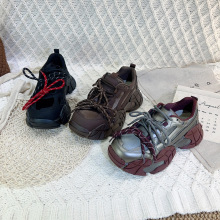 小个子松糕鞋6cm增高厚底老爹鞋女2025年新款网红双鞋带休闲女鞋