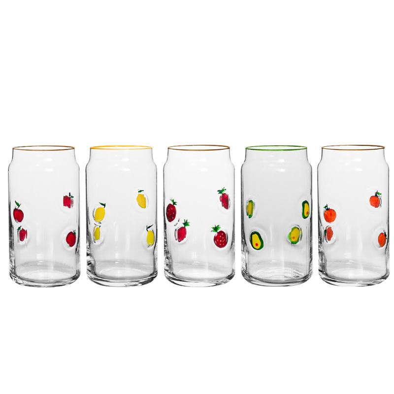 Transfronterizos parches de vidrio pintados a mano Coca-Cola tazas de vidrio transparentes de alto valor con cubierta taza de jugo de paja en stock al por mayor